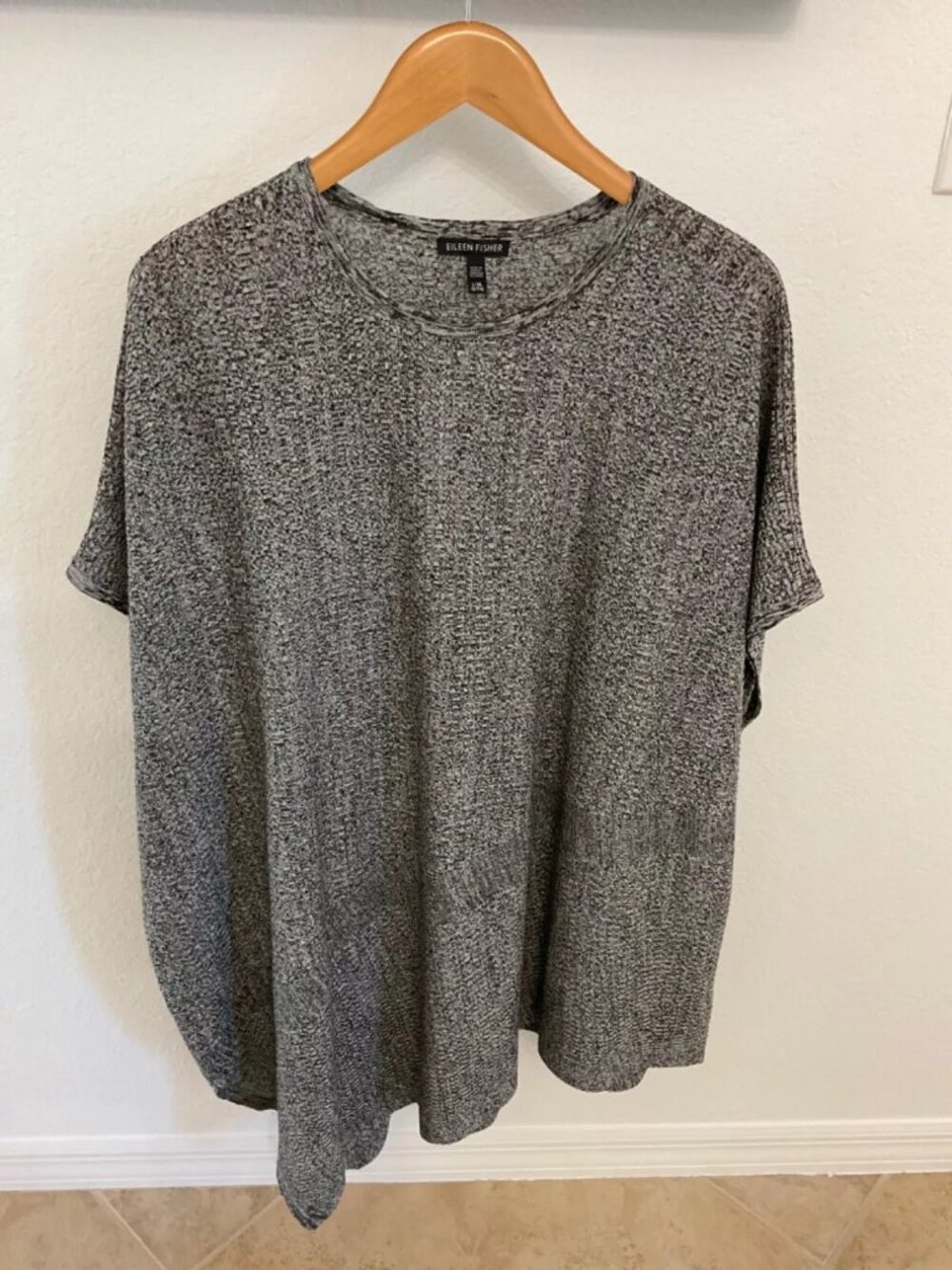 EILEEN FISHER Oversized Tunic Top L/XL | Asymmetrical Hem Modern Chic